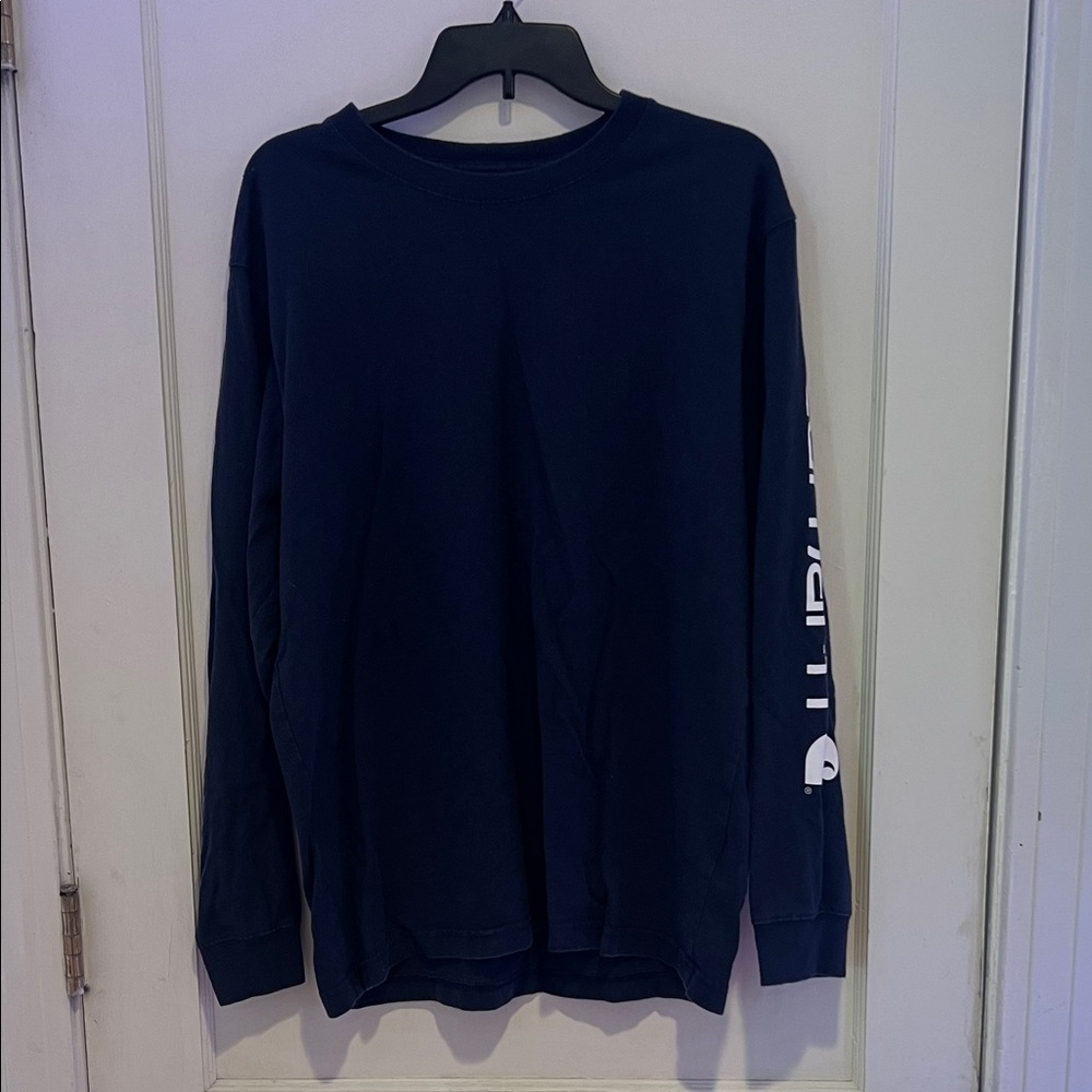 Mens M Carhartt Navy Long Sleeve Shirt with White Logo